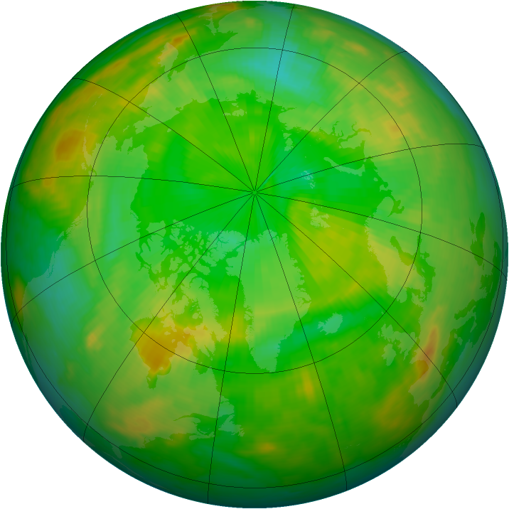 Arctic ozone map for 21 June 1992